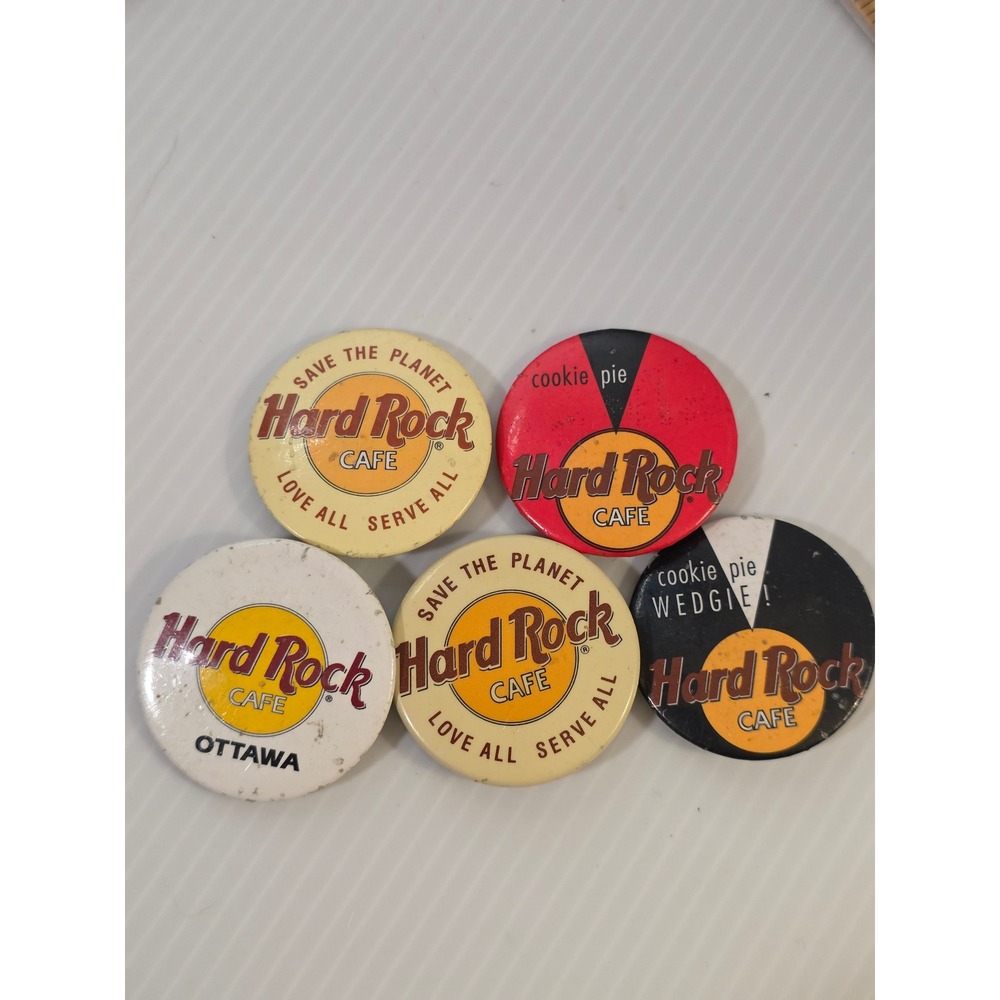 Vintage Hard Rock Cafe Pinback Button Lot Ottawa Cookie Pie Promo Pins